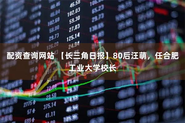 配资查询网站 【长三角日报】80后汪萌，任合肥工业大学校长